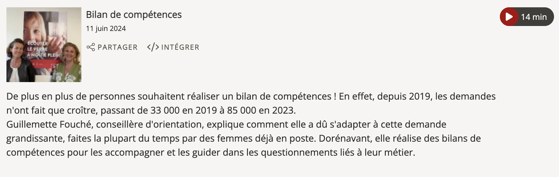 interview RCF La Rochelle- bilan de compétences - Guillemette Fouché